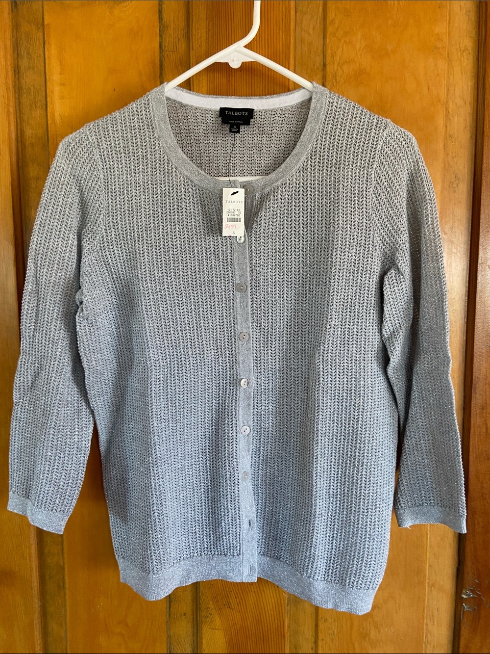 Talbots Light Silver Gray Knit Button-Up Cardigan